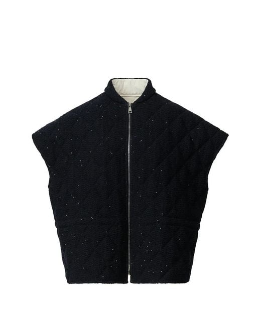 Fabiana Filippi Black Sequin-Embellished Quilted Coat
