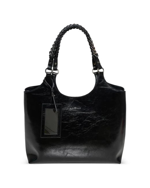 John Richmond Black Sac Porté Épaule À Anse Tressée