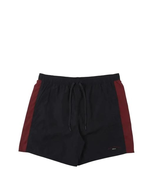 ARMANI EXCHANGE Black Logo-Embroidered Swim Shorts for men