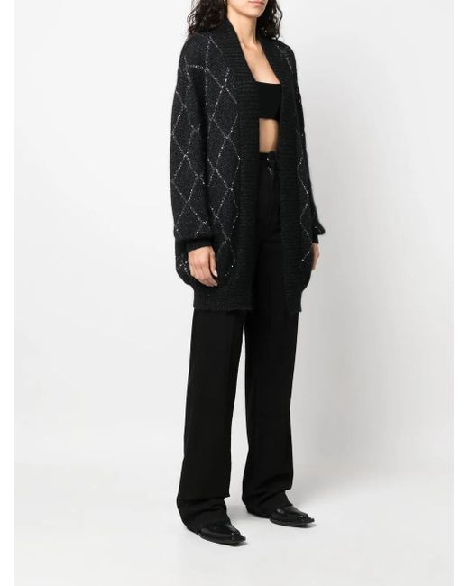 Saint Laurent Black Embroidered Mohair Blend Oversize Cardigan