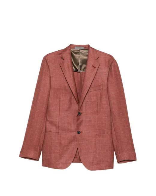 Corneliani Red Single-Breasted Blazer for men