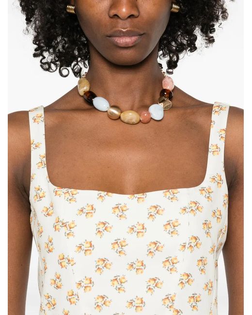 Maje White Short Flared Patterned Dress