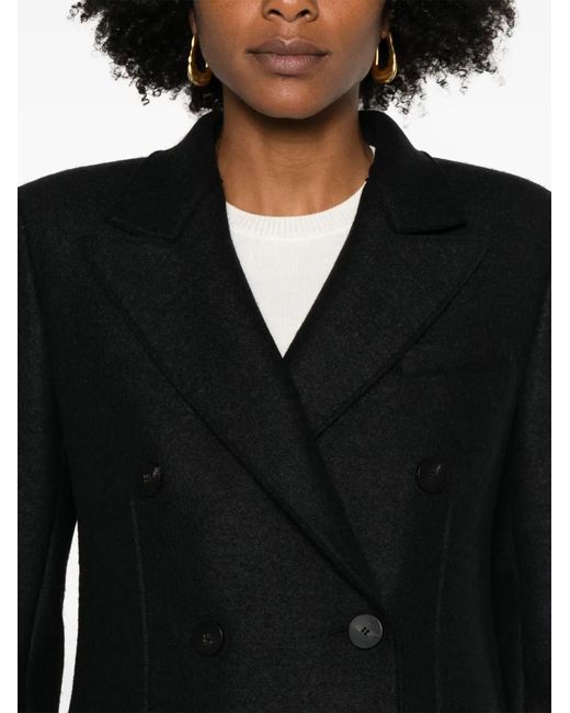 Harris Wharf London Black Wool Double-Breasted Coat