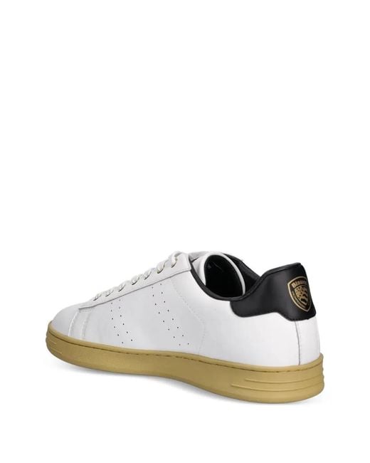 Blauer White Leather Sneakers for men