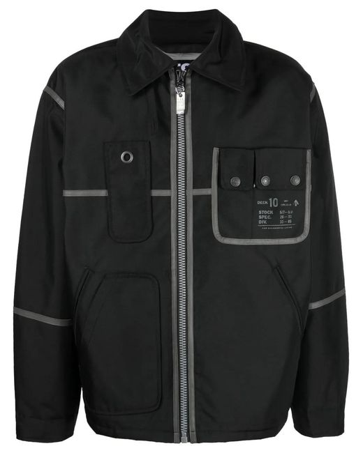 DIESEL Black Piped-Trim Canvas Jacket for men