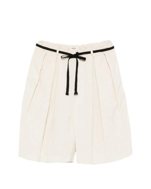 Barena White Pleated-Design Shorts
