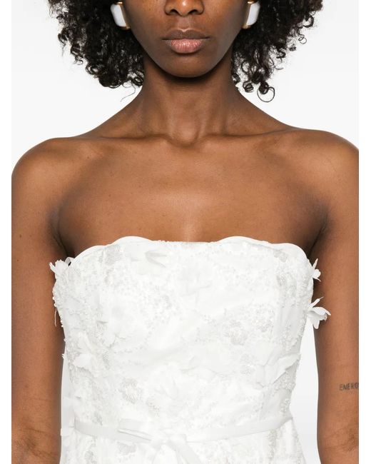 Maje White Short Embroidered Bustier Dress