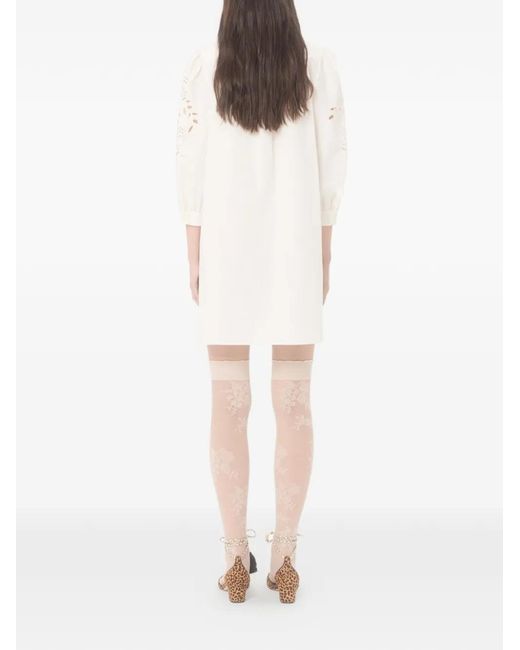 Valentino Garavani White Broderie-Anglaise Shirt Dress