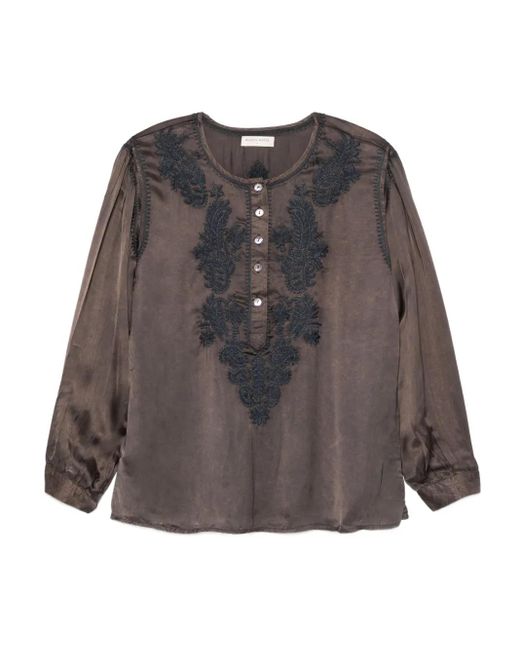 MAISON HOTEL Gray Clotilde Embroidered Top