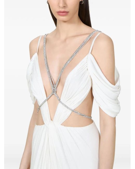 Costarellos White Calina Cut-Out Gown