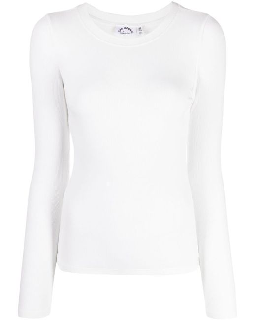 The Upside White Round-neck Ribbed T-shirt