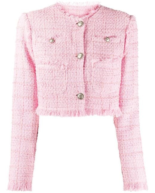 Veste crop en tweed BROGNANO en coloris Pink