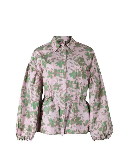 Giambattista Valli Gray Floral-Pattern Drawstring Jacket