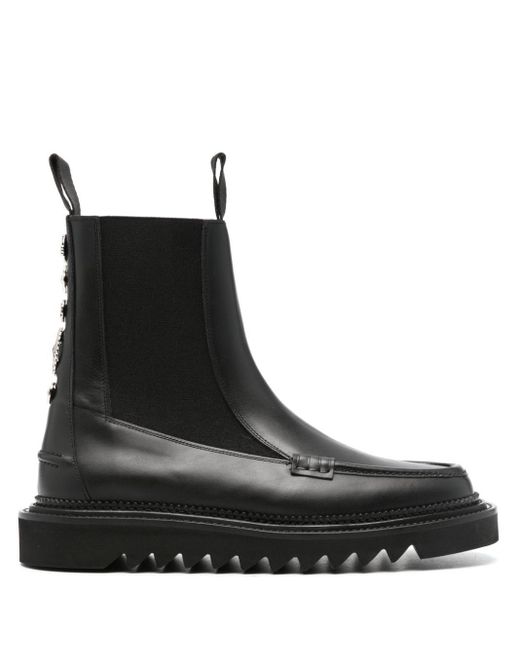 Toga Virilis Black Stud-embellished Leather Boots for men