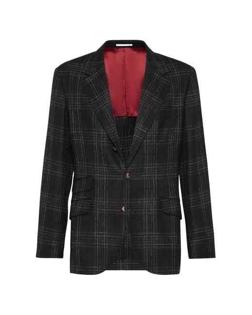 Brunello Cucinelli Black Check Blazer for men