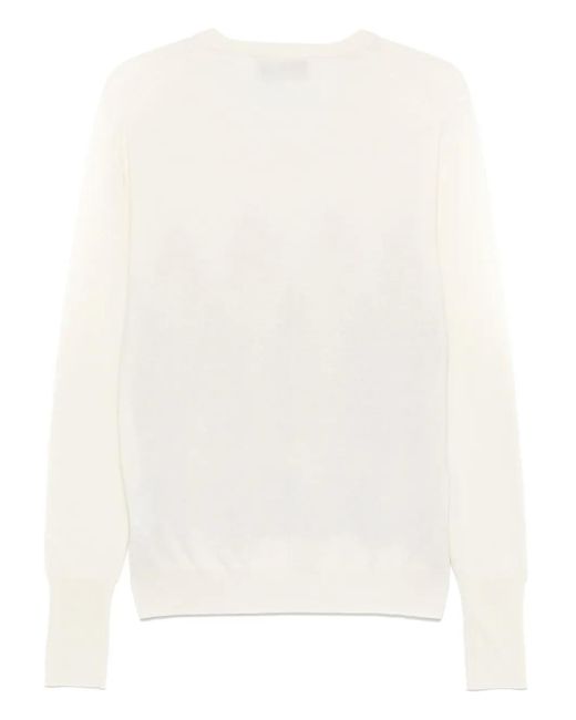 Ballantyne White Diamond-Pattern V-Neck Sweater for men