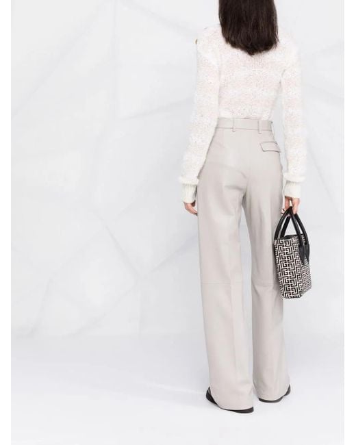 Pull Boutonné À Col Ras Du Cou Balmain en coloris White