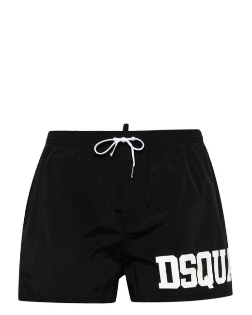 DSquared² Black Logo-Print Swim Shorts for men
