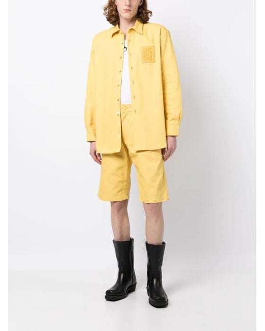 Raf Simons Yellow Logo-Patch Tailored Shorts for men