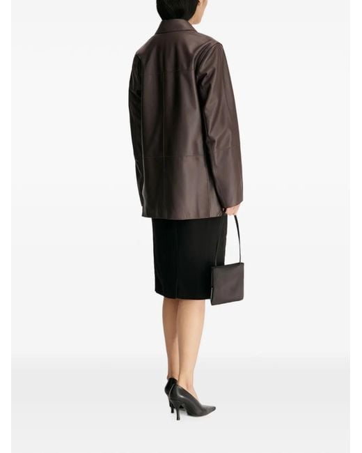 Loulou de Saison Brown Nari Notch-Lapel Leather Jacket