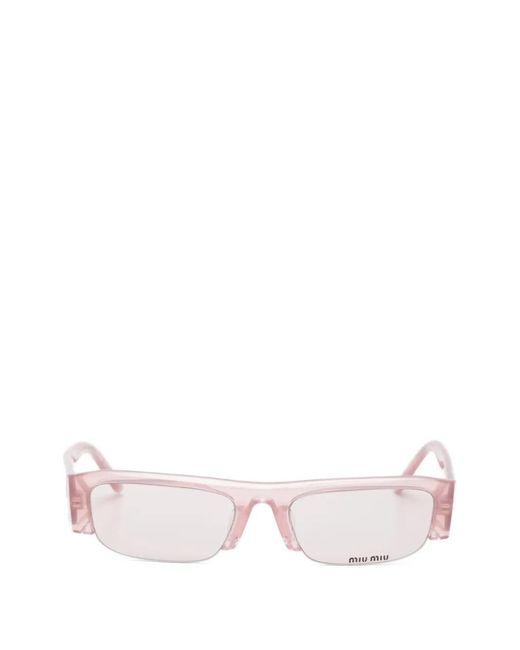 Miu Miu Pink Rectangle-Frame Sunglasses