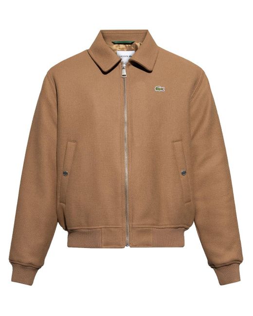 Lacoste Brown Crocodile-Patch Wool Jacket for men