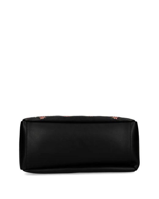 Just Cavalli Black Floral Snake Shoulder Bag