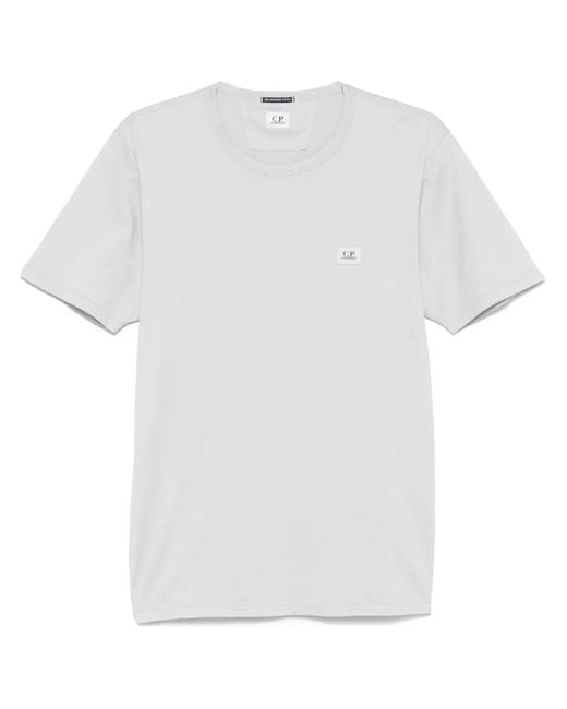 C P Company White C.P. Company Logo-Patch T-Shirt for men