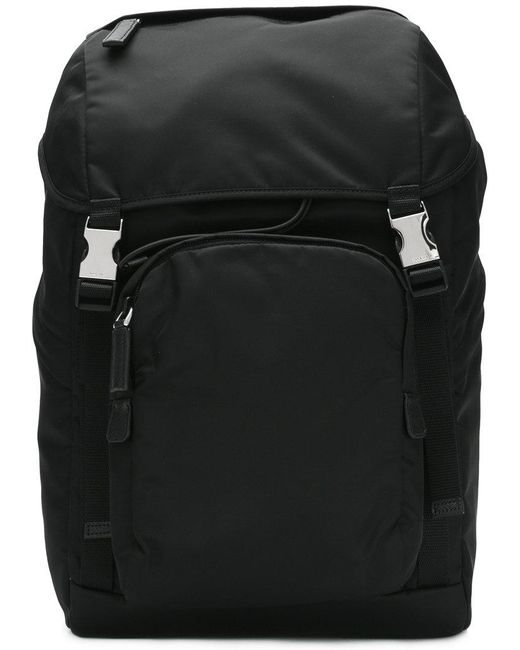 Prada Black Double Buckle Backpack for men