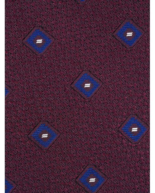 Zegna Purple Geometric-Patterned Tie for men