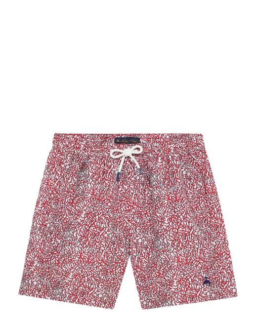 Brooks Brothers Purple Coral-Print Swim Shorts for men