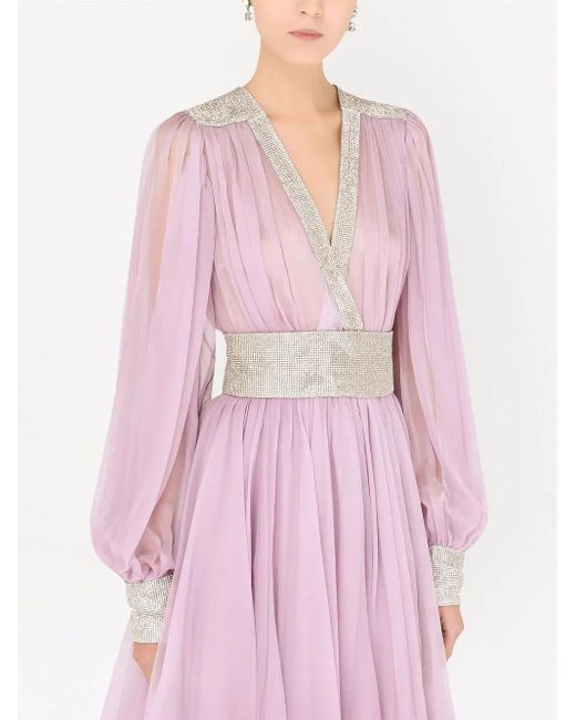 Dolce & Gabbana Pink V-Neck Chiffon Minidress