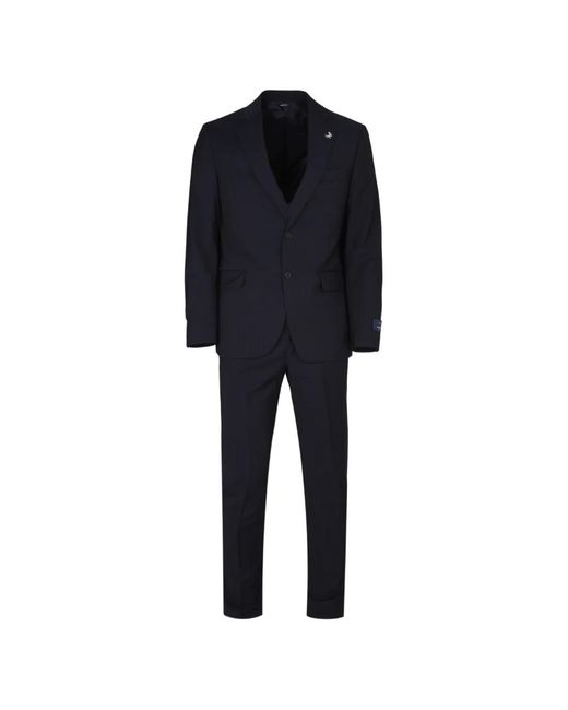 Tombolini Blue Pinstripe-Pattern Single-Breasted Suits for men