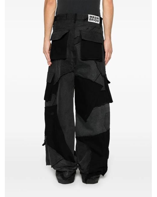 Who Decides War Black Panelled-Design Denim for men