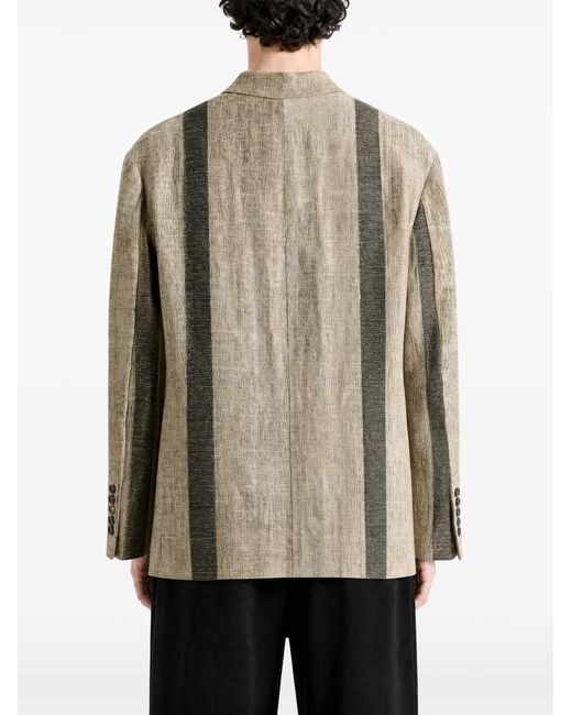 Ziggy Chen Natural Striped Double-Breasted Blazer for men