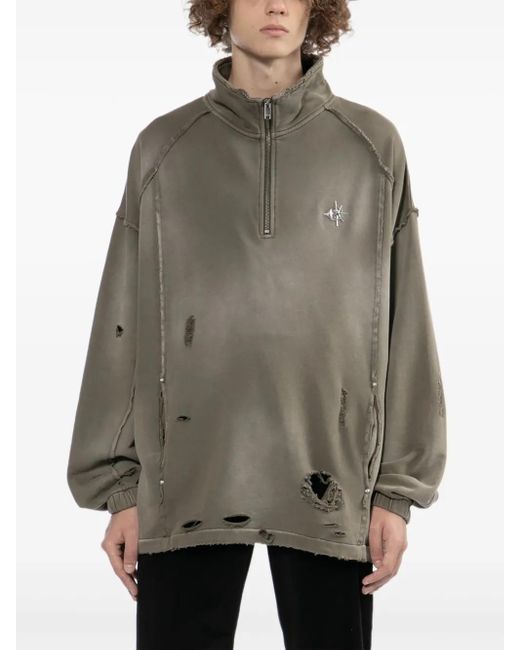 FIVE CM Green Distressed Sweatshirt for men