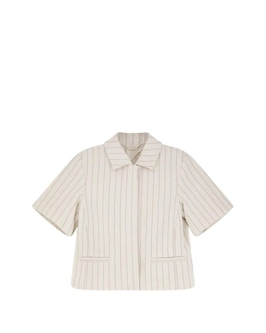 Max Mara White Pinstripe Button Cotton Blazer