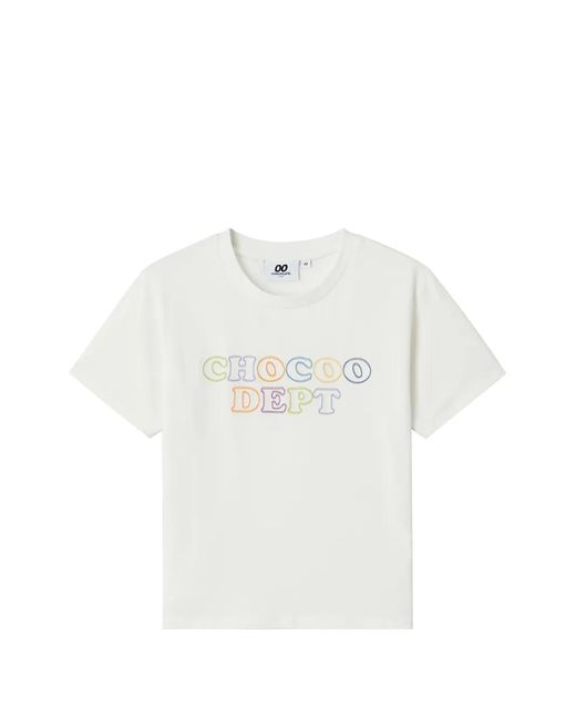 Chocoolate White Embroidered Graphic T-Shirt