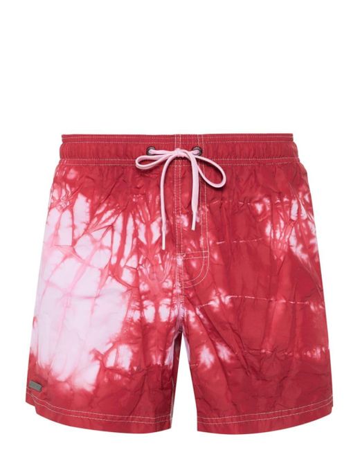 Sundek Red Golden Wave Crinkled Swim Shorts for men