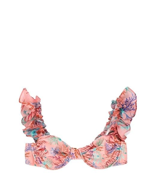 PATBO Pink Ruffled-Detail Bikini Top