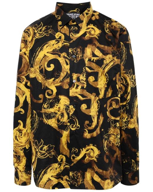 Chemise en coton à imprimé baroque Versace pour homme en coloris Black