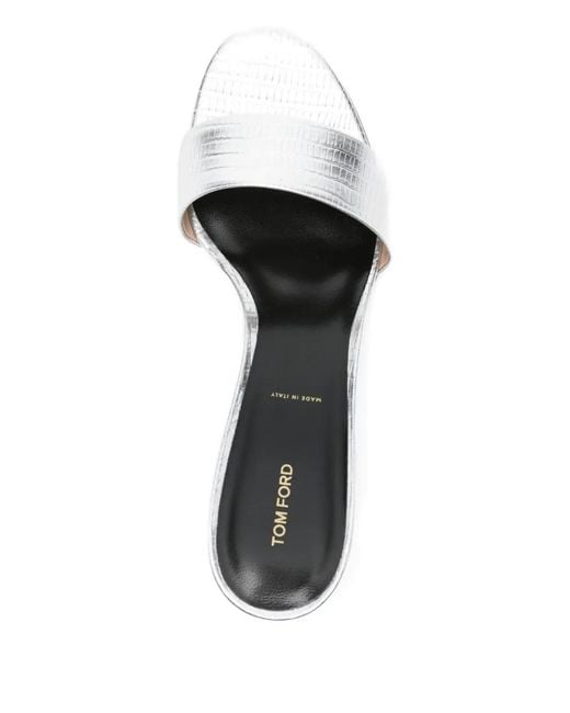 Tom Ford White Metallic-Finish Leather Sandals
