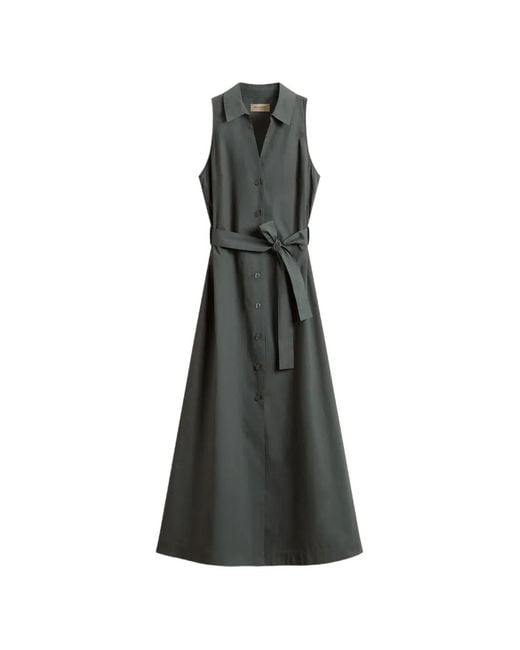 Woolrich Green Button Belted Midi Dress
