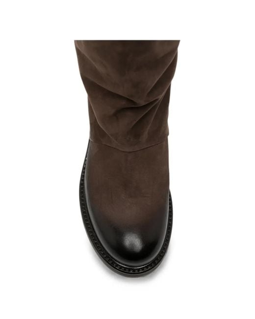 METISSE Black Leather Pull-On Boots