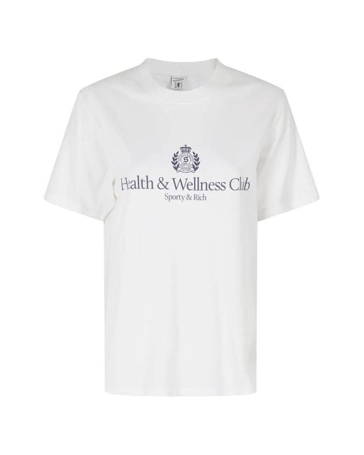 Sporty & Rich White Logo-Print T-Shirt