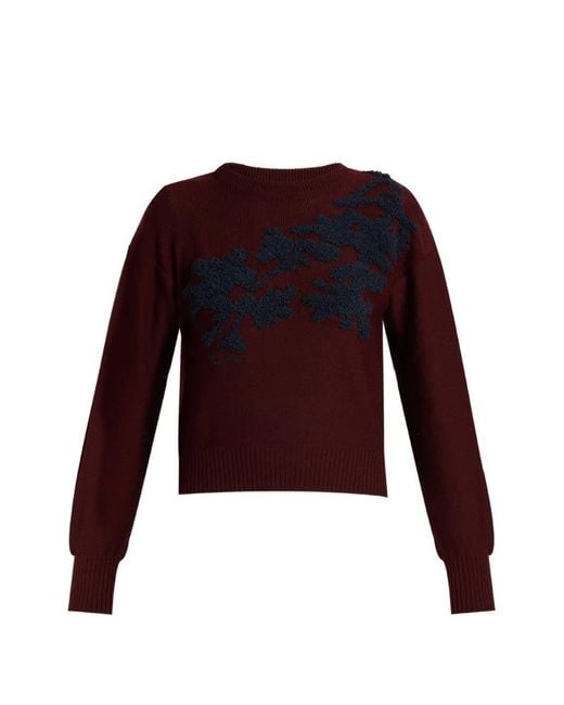 Erdem Floral-Embroidered Merino-Wool Sweater