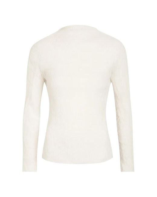 Issey Miyake White Pleated Long-Sleeve Top