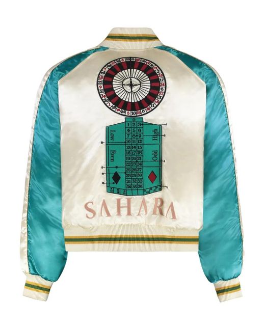 Rhude Green Embroidered Bomber Jacket for men