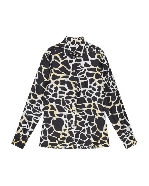 Maliparmi Button-Down Blouse Met Girafprint in het Black