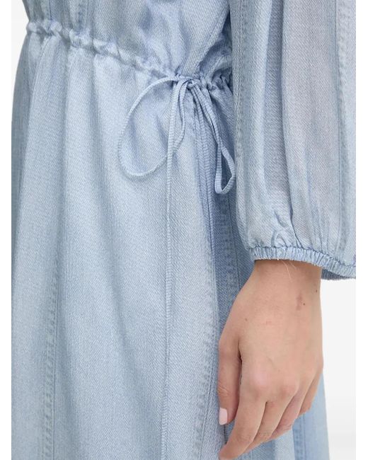Bruuns Bazaar Blue Drawstring Long-Sleeves Midi Day Dress